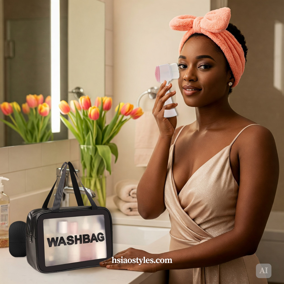Daily Glow-Up Skincare Kit | Ice Roller, Brush, Headband & Wash Bag (Limited Edition)