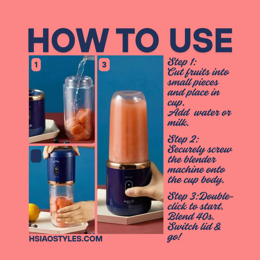 USB Portable Smoothie Blender | 6 Blades, 9s Fast Blend for Travel & Work