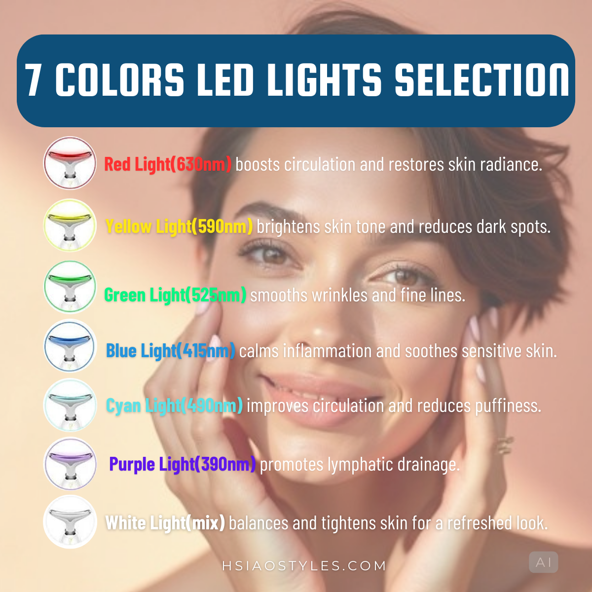 7-Color LED Face & Neck Portable Massager | Anti-Aging, Wrinkle Removal & Skin Firming