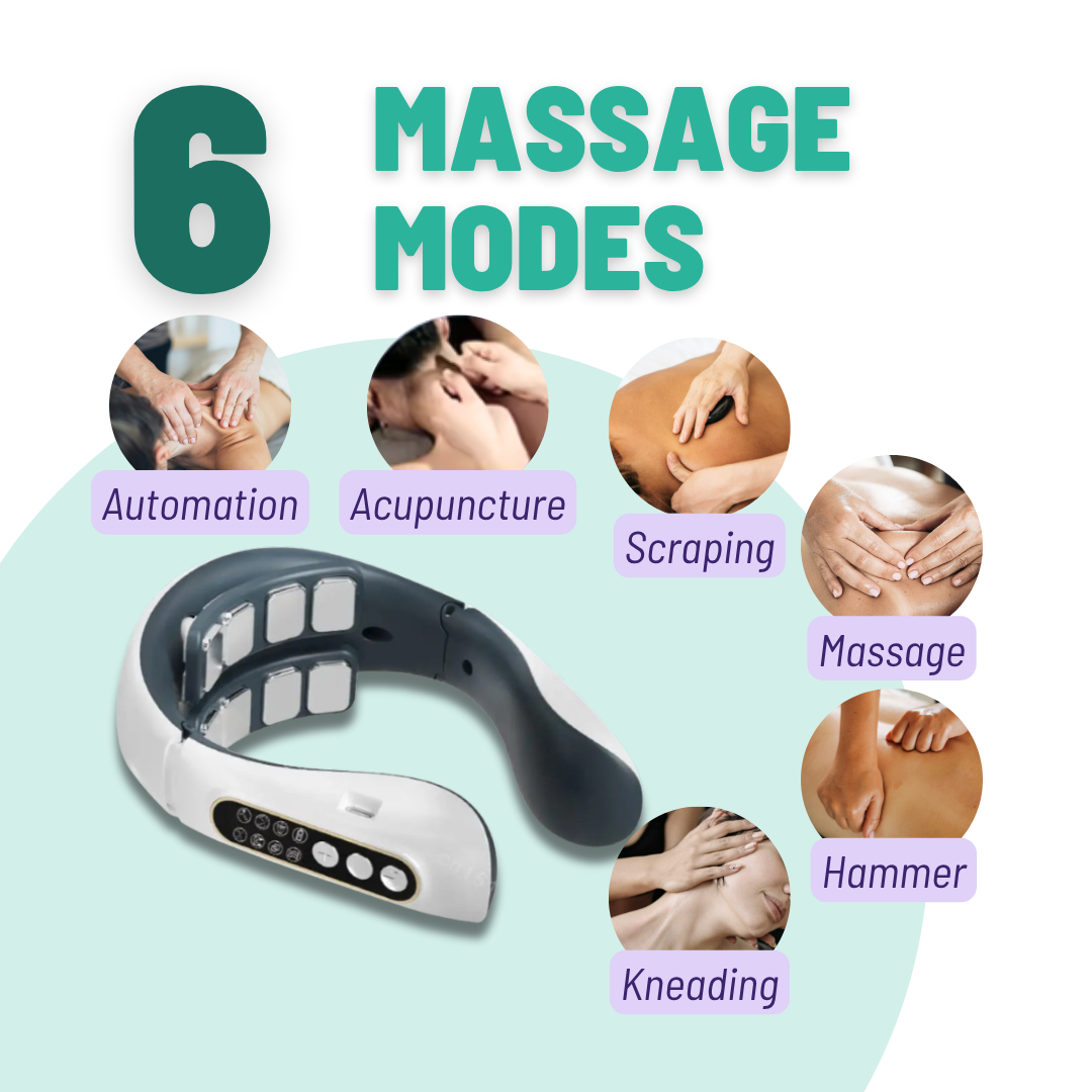 Portable Heated Cervical Massager | 8 Massage Nodes, 6 Modes for Neck Tension Relief