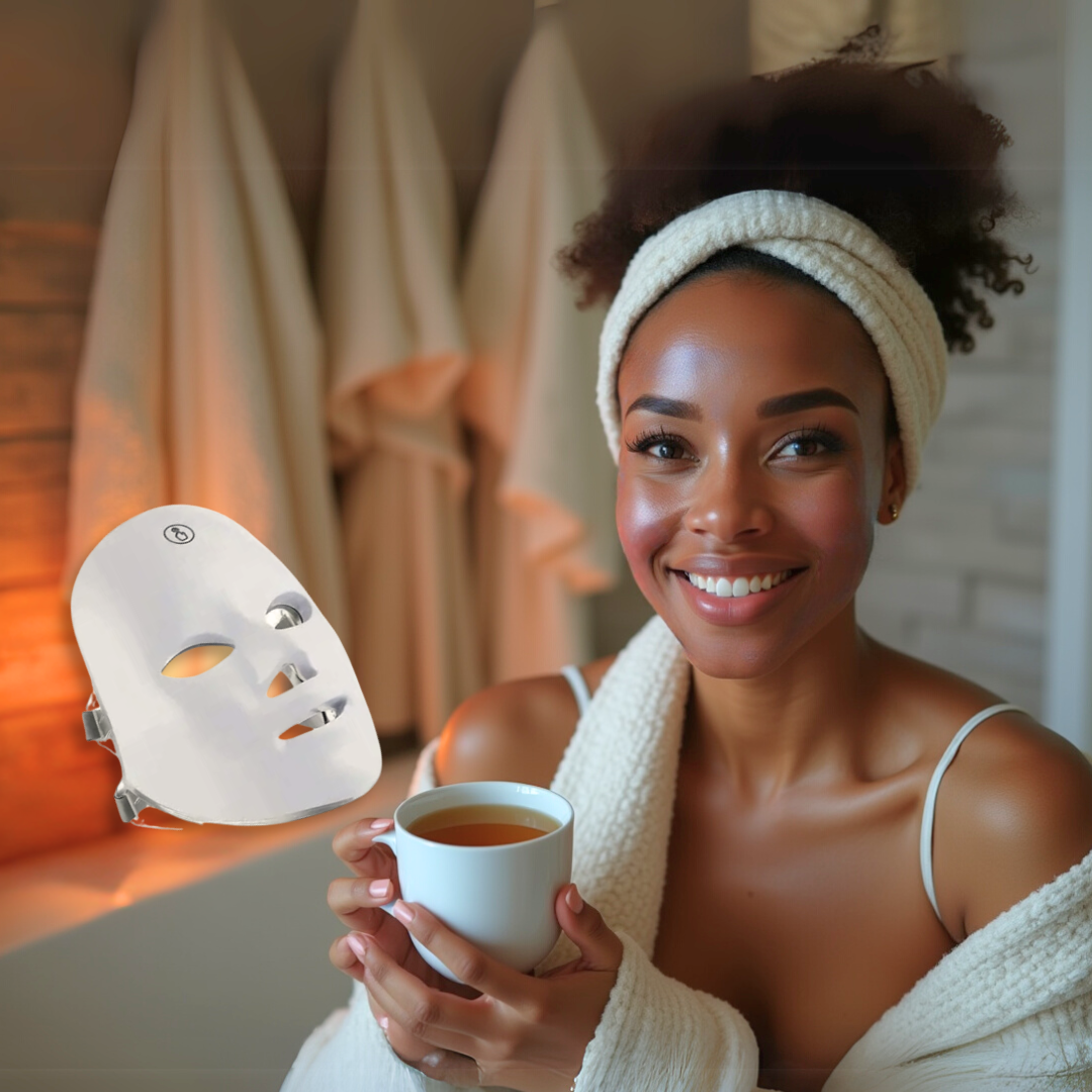 7-Color LED Face Mask - White & Rechargeable Beauty Device