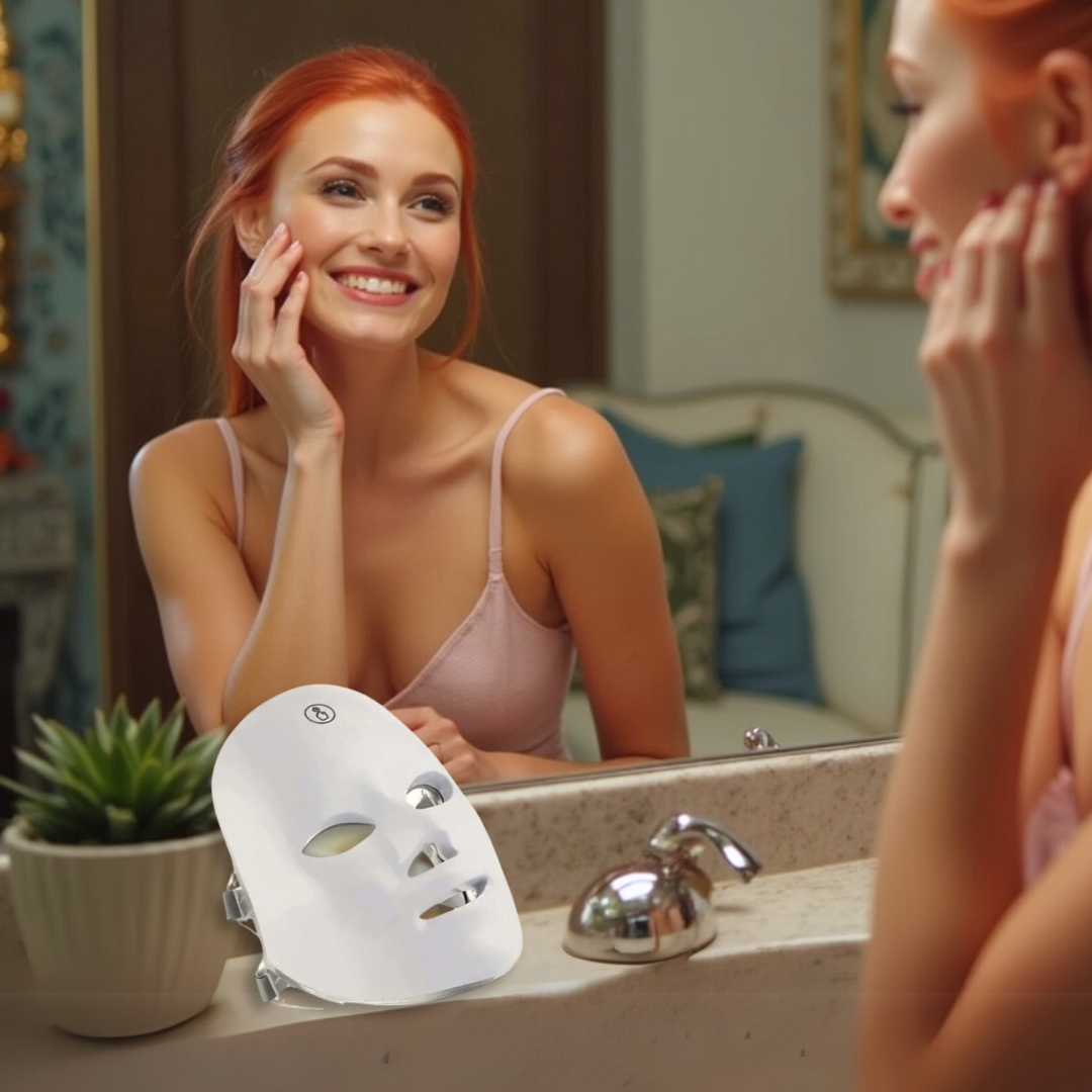 7-Color LED Face Mask - White & Rechargeable Beauty Device