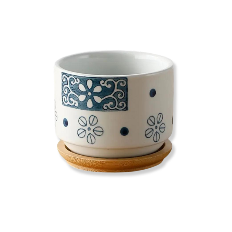 INDOOR FLOWER POT WITH TRAY, CERAMIC