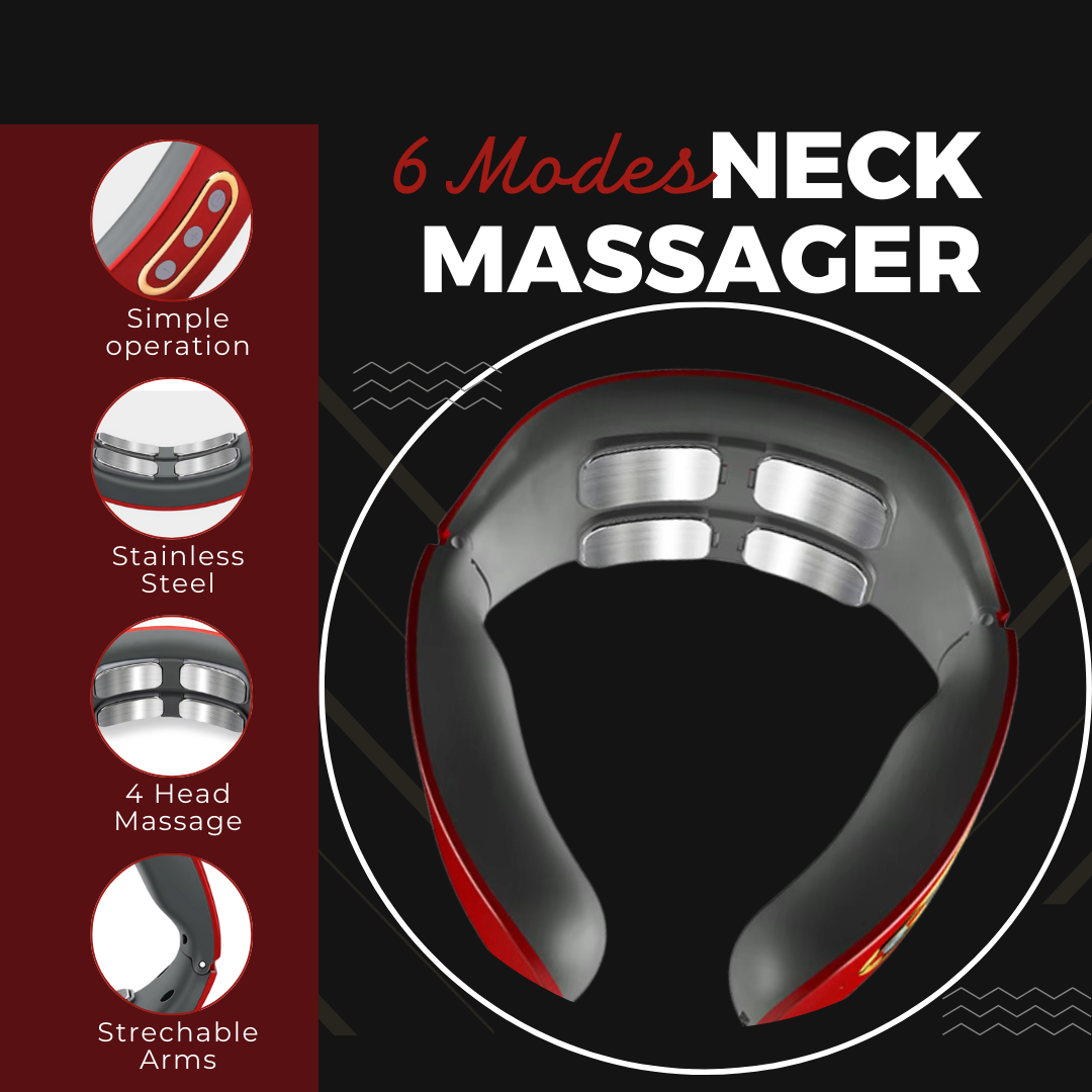 6-Mode Portable Neck Massager (Red/White)