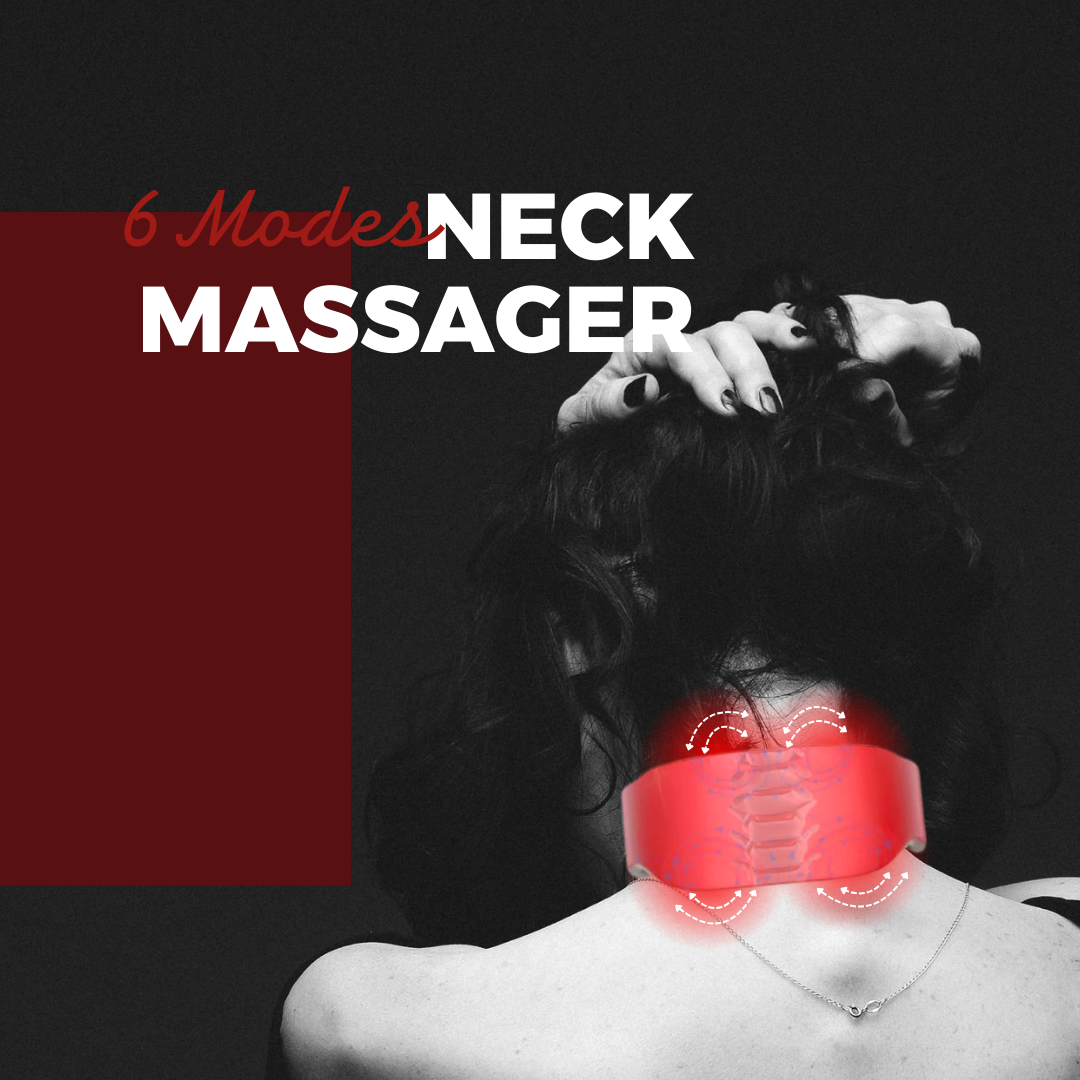 6-Mode Portable Neck Massager (Red/White)