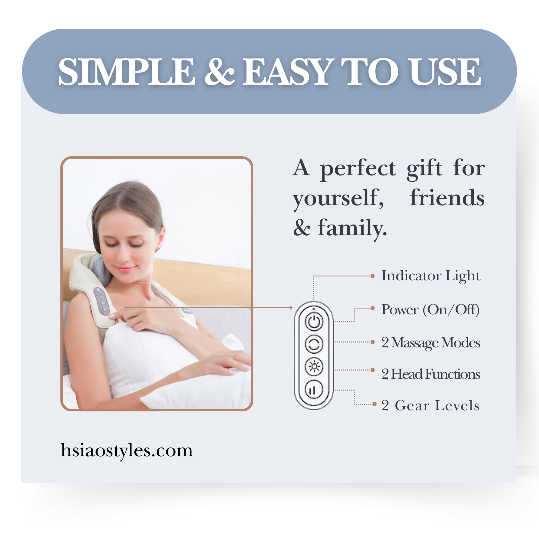 Portable Deep Tissue Neck & Shoulder Massager | 26W Wireless, Heat Function