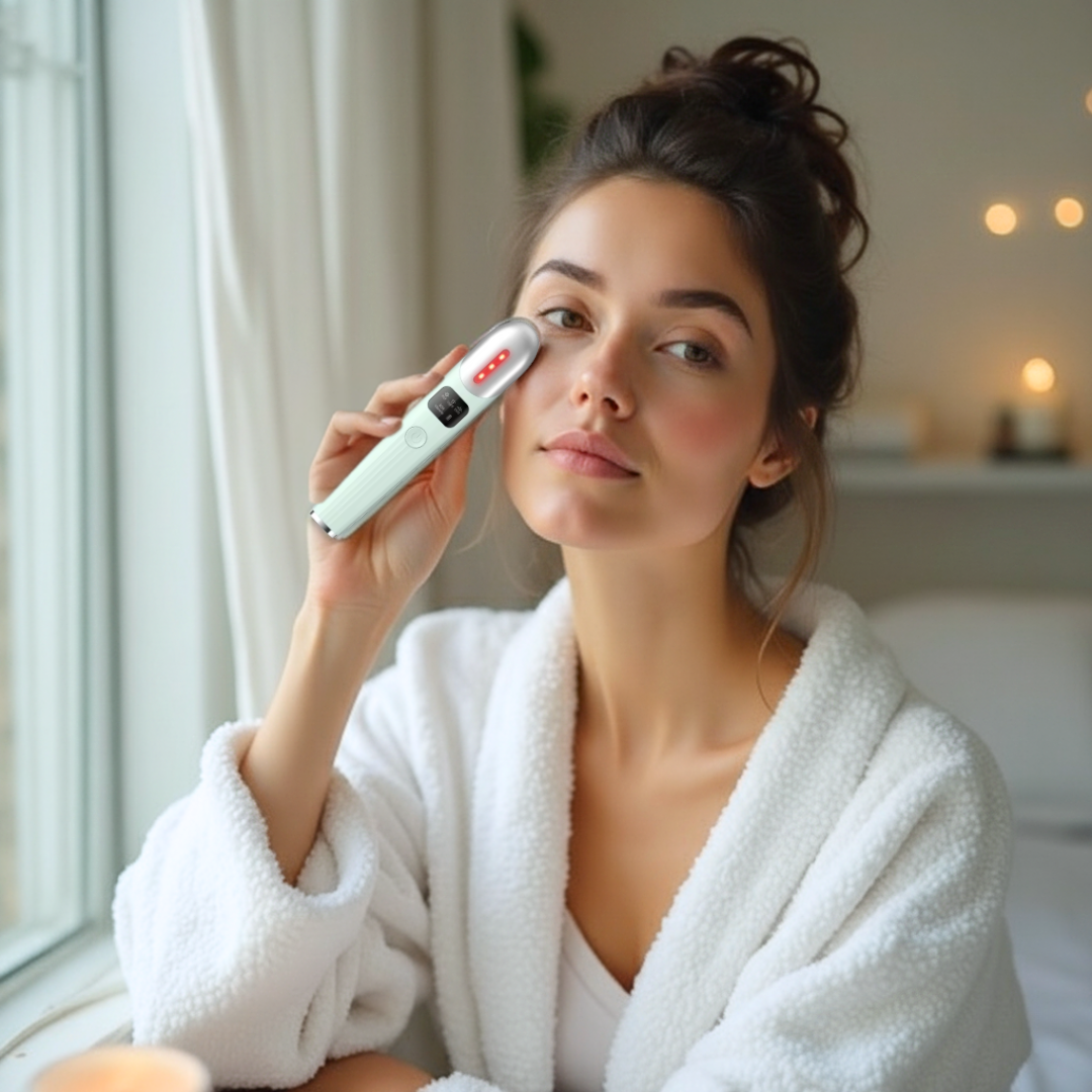 Rechargeable 3-in-1 Eye Massager for Wrinkles, Dark Circles & Fatigue