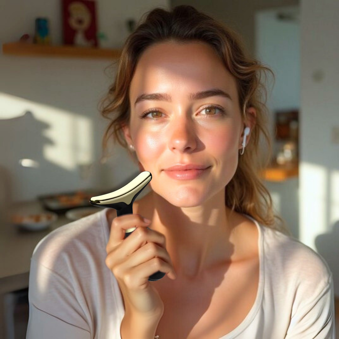 Portable EMS Anti-Wrinkle Face & Neck Massager - Dolphin Design & White/Black