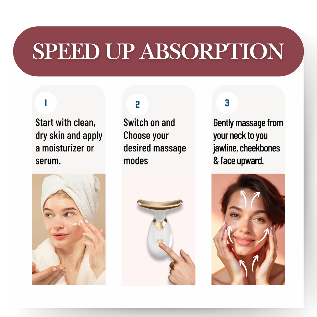 Portable EMS Anti-Wrinkle Face & Neck Massager - Dolphin Design & White/Black