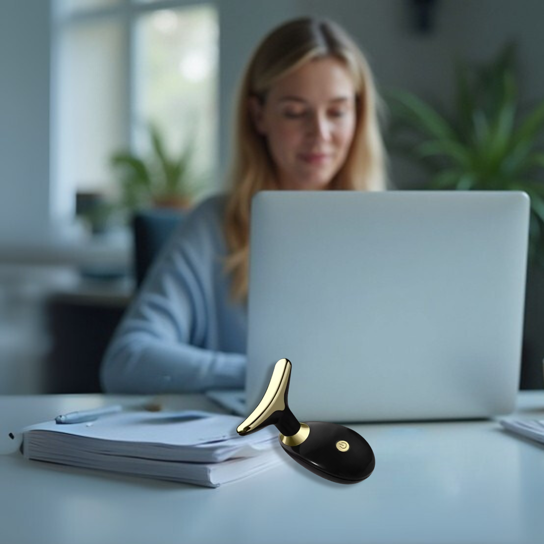 Portable EMS Anti-Wrinkle Face & Neck Massager - Dolphin Design & White/Black